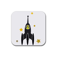 Spacecraft Star Emoticon Travel Rubber Coaster (square)  by Wegoenart