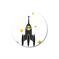 Spacecraft Star Emoticon Travel Magnet 3  (round) by Wegoenart