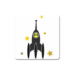 Spacecraft Star Emoticon Travel Square Magnet by Wegoenart