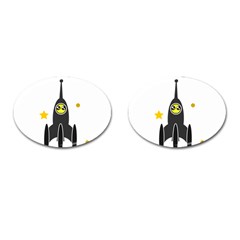 Spacecraft Star Emoticon Travel Cufflinks (oval) by Wegoenart