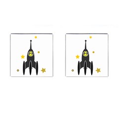 Spacecraft Star Emoticon Travel Cufflinks (square) by Wegoenart