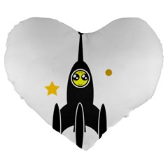 Spacecraft Star Emoticon Travel Large 19  Premium Heart Shape Cushions by Wegoenart