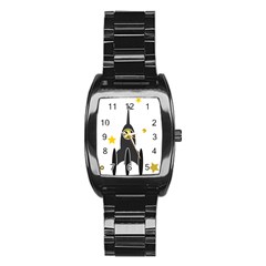 Spacecraft Star Emoticon Travel Stainless Steel Barrel Watch by Wegoenart