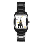 Spacecraft Star Emoticon Travel Stainless Steel Barrel Watch Front