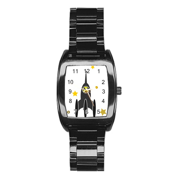 Spacecraft Star Emoticon Travel Stainless Steel Barrel Watch