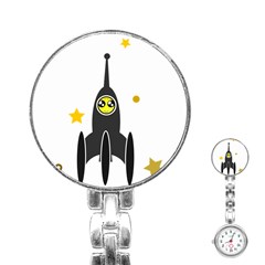 Spacecraft Star Emoticon Travel Stainless Steel Nurses Watch by Wegoenart