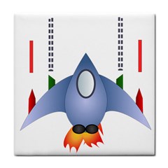 Spaceship Rocket Space Game Cosmos Tile Coasters by Wegoenart