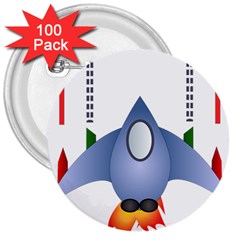 Spaceship Rocket Space Game Cosmos 3  Buttons (100 Pack)  by Wegoenart