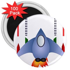 Spaceship Rocket Space Game Cosmos 3  Magnets (100 Pack) by Wegoenart