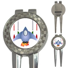 Spaceship Rocket Space Game Cosmos 3-in-1 Golf Divots by Wegoenart