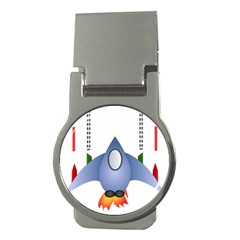 Spaceship Rocket Space Game Cosmos Money Clips (round)  by Wegoenart