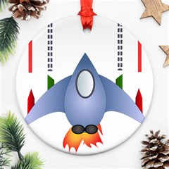 Spaceship Rocket Space Game Cosmos Round Ornament (two Sides) by Wegoenart