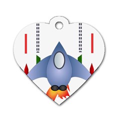 Spaceship Rocket Space Game Cosmos Dog Tag Heart (two Sides) by Wegoenart