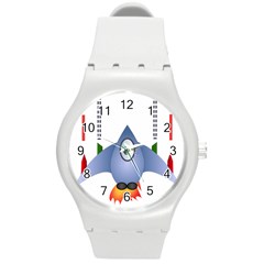 Spaceship Rocket Space Game Cosmos Round Plastic Sport Watch (m) by Wegoenart