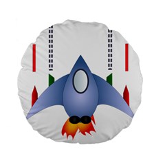 Spaceship Rocket Space Game Cosmos Standard 15  Premium Flano Round Cushions by Wegoenart