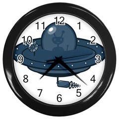 Ufo Unknown Alien Alie Wall Clock (black) by Wegoenart