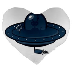 Ufo Unknown Alien Alie Large 19  Premium Heart Shape Cushions by Wegoenart