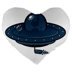 Ufo Unknown Alien Alie Large 19  Premium Flano Heart Shape Cushions by Wegoenart