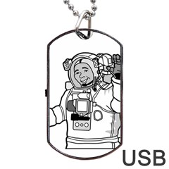 Astronaut Space Exploration Helmet Dog Tag Usb Flash (one Side) by Wegoenart