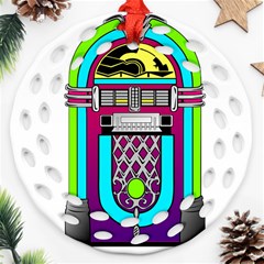 Jukebox Music Music Player Round Filigree Ornament (two Sides) by Wegoenart