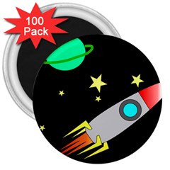 Planet Rocket Space Stars 3  Magnets (100 Pack) by Wegoenart