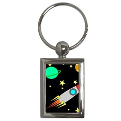 Planet Rocket Space Stars Key Chains (rectangle)  by Wegoenart