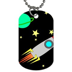 Planet Rocket Space Stars Dog Tag (one Side) by Wegoenart