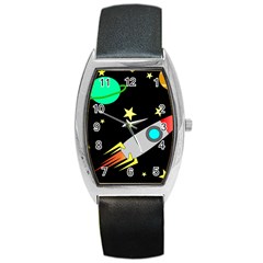 Planet Rocket Space Stars Barrel Style Metal Watch by Wegoenart