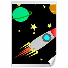 Planet Rocket Space Stars Canvas 12  X 18 