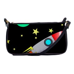 Planet Rocket Space Stars Shoulder Clutch Bag by Wegoenart