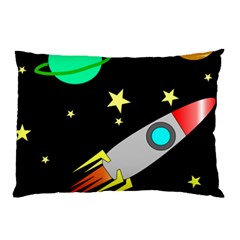 Planet Rocket Space Stars Pillow Case (two Sides) by Wegoenart