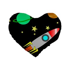 Planet Rocket Space Stars Standard 16  Premium Heart Shape Cushions by Wegoenart