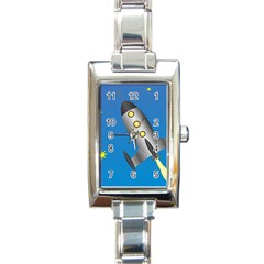 Rocket Spaceship Space Travel Nasa Rectangle Italian Charm Watch by Wegoenart