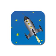 Rocket Spaceship Space Travel Nasa Rubber Square Coaster (4 Pack)  by Wegoenart