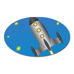 Rocket Spaceship Space Travel Nasa Oval Magnet by Wegoenart