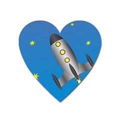 Rocket Spaceship Space Travel Nasa Heart Magnet by Wegoenart