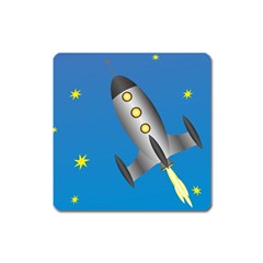 Rocket Spaceship Space Travel Nasa Square Magnet by Wegoenart