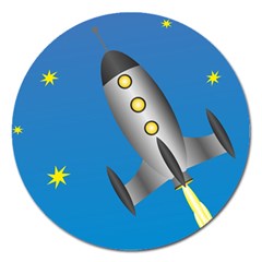 Rocket Spaceship Space Travel Nasa Magnet 5  (round) by Wegoenart