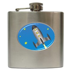 Rocket Spaceship Space Travel Nasa Hip Flask (6 Oz) by Wegoenart