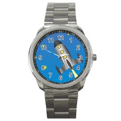 Rocket Spaceship Space Travel Nasa Sport Metal Watch by Wegoenart