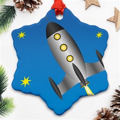 Rocket Spaceship Space Travel Nasa Snowflake Ornament (two Sides) by Wegoenart