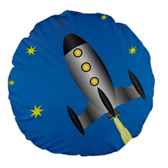 Rocket Spaceship Space Travel Nasa Large 18  Premium Flano Round Cushions by Wegoenart