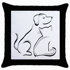 Dog Cat Animal Pet Cute Throw Pillow Case (black) by Wegoenart