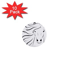 Animal Equine Face Horse 1  Mini Buttons (10 Pack)  by Wegoenart