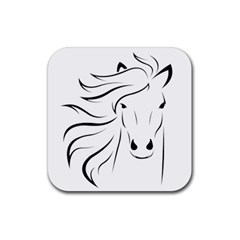 Animal Equine Face Horse Rubber Coaster (square)  by Wegoenart