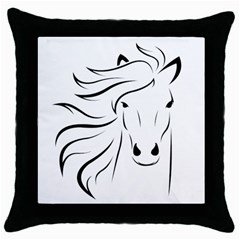 Animal Equine Face Horse Throw Pillow Case (black) by Wegoenart