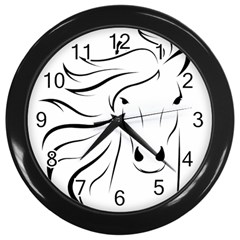 Animal Equine Face Horse Wall Clock (black) by Wegoenart