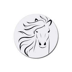 Animal Equine Face Horse Rubber Round Coaster (4 Pack)  by Wegoenart