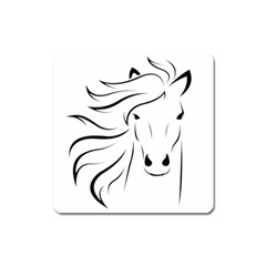 Animal Equine Face Horse Square Magnet by Wegoenart