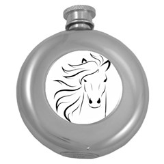 Animal Equine Face Horse Round Hip Flask (5 Oz) by Wegoenart